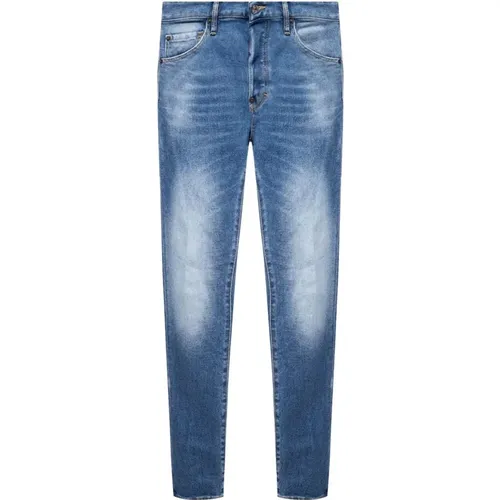 Blaue Distressed Jeans mit Rohem Saum , Herren, Größe: L - Dsquared2 - Modalova