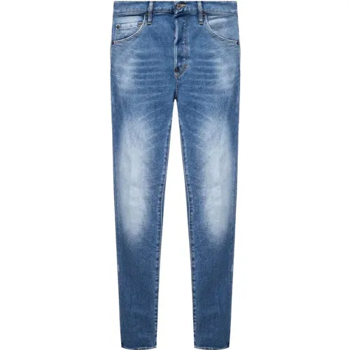 Blaue Distressed Jeans mit Rohem Saum , Herren, Größe: M - Dsquared2 - Modalova