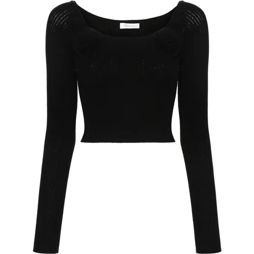 Off-Shoulder Shirt with Rose Details , female, Sizes: S, XS, M - Blumarine - Modalova