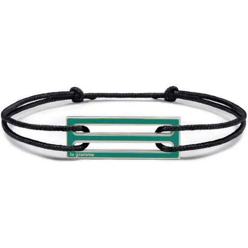 Bracelets, unisex, , Size: ONE SIZE Green lacquered cord bracelet - Le Gramme - Modalova