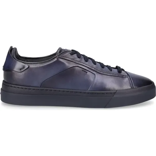Low Sneaker 21554 Calf Leather , male, Sizes: 7 1/2 UK, 9 UK, 9 1/2 UK, 11 1/2 UK, 8 1/2 UK, 11 UK, 8 UK - Santoni - Modalova