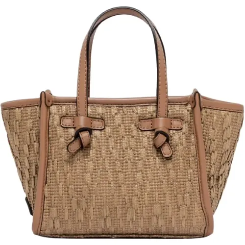 Chic Straw Handbag with Leather Trims , female, Sizes: ONE SIZE - Gianni Chiarini - Modalova