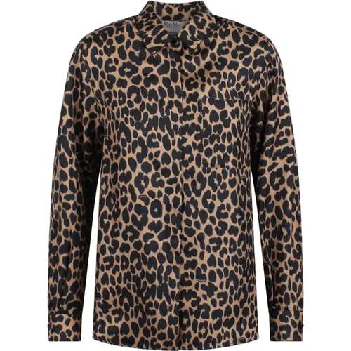 Shirts, female, , Size: 3XS Animal Print Shirt Long Sleeves Button Closure - Max Mara - Modalova