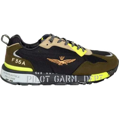 Sneakers, male, , Size: 8 US Green Black Running Sneakers Sc276 - aeronautica militare - Modalova