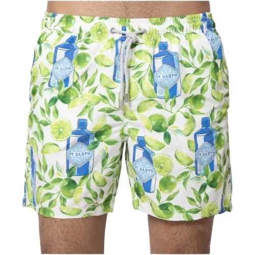 Weiße Badehose mit Gin Lime Muster - MC2 Saint Barth - Modalova