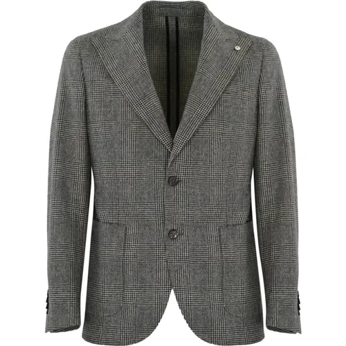 Blazers, male, , Size: XL Grey Wool Blazer Prince of Wales - L.b.m. 1911 - Modalova