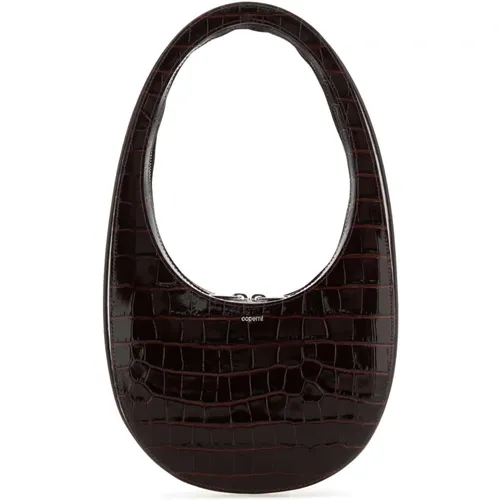 Swipe Handtasche aus Schokoladenleder,Zedernbraune Krokodilledertasche - Coperni - Modalova