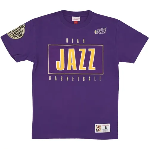 T-Shirts, male, , Size: XL Utah Jazz Vintage Logo T-Shirt - Mitchell & Ness - Modalova