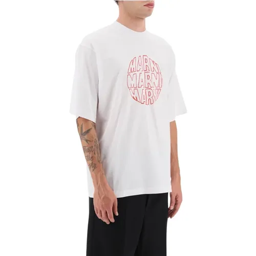 T-Shirt mit Outline-Print , Herren, Größe: XL - Marni - Modalova