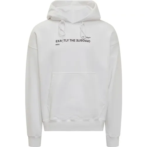 Off , Hoodies, male, , Size: XS Opposite Print Hoodie - Off White - Modalova