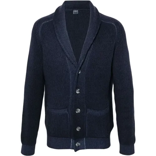 Cardigans, male, , Size: 2XL Buttoned English Rib Cardigan Sweaters - Fedeli - Modalova