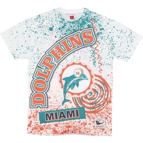 T-Shirts, male, , Size: XL Miami Dolphins Sublimated Tee - Mitchell & Ness - Modalova