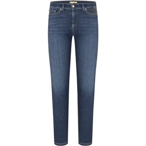 Cropped Denim Hose mit Stilvollen Details , Damen, Größe: L - CAMBIO - Modalova