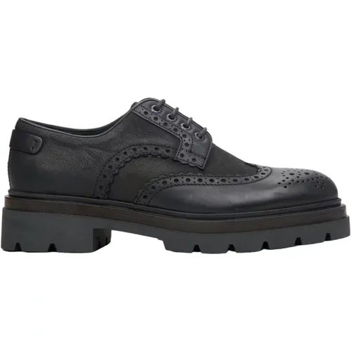 Herren Schwarze Lederbrogues mit Schnürung - Estro - Modalova