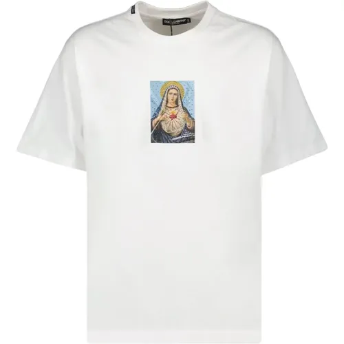 Oversize T-Shirt mit religiösem Druck - Dolce & Gabbana - Modalova