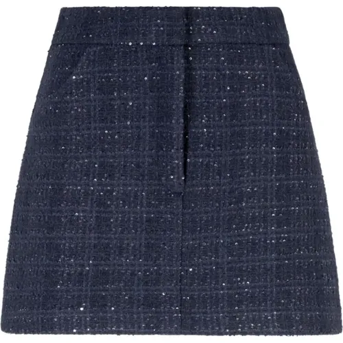 Short Skirts, female, , Size: 2XS Wool Blend Mini Skirt - Emporio Armani - Modalova