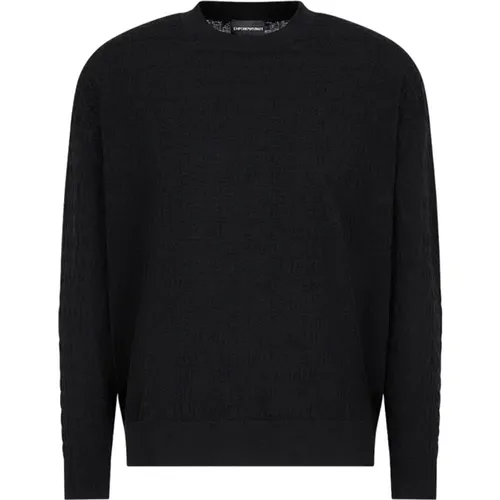 Jacquard O-Neck Long Sleeve Jumper , male, Sizes: XL, S - Emporio Armani - Modalova