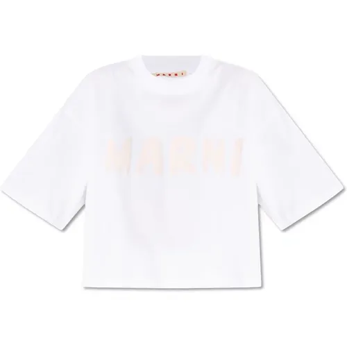 T-Shirt mit bedrucktem Logo , Damen, Größe: 2XS - Marni - Modalova