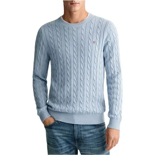 Cotton Cable C-Neck Sweater , male, Sizes: M, XL, S, 3XL, 2XL - Gant - Modalova