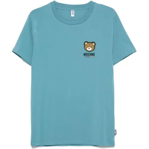 T-Shirts, male, , Size: L Logo-Tape Crew Neck T-shirts - Moschino - Modalova