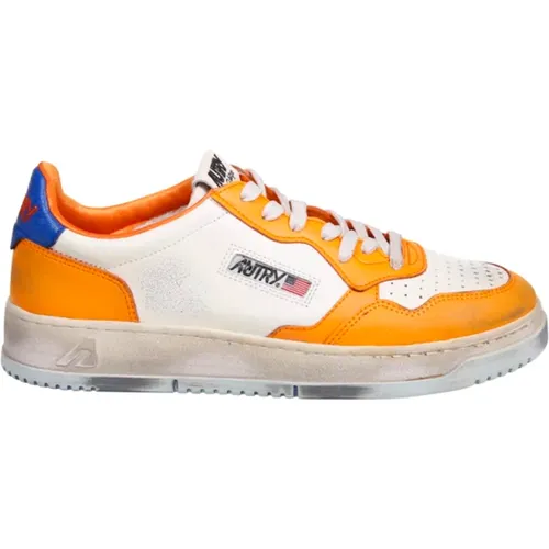 Retro Vintage Sneaker in Orange/Blau , Herren, Größe: 43 EU - Autry - Modalova