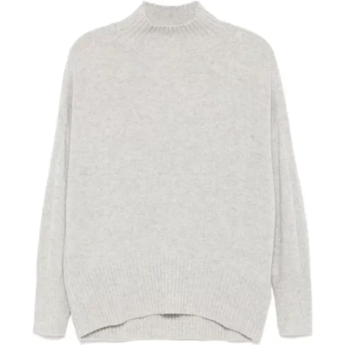 Light Grey Cashmere Sweater Melange Effect , female, Sizes: M - allude - Modalova