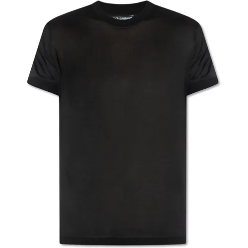 Seiden T-Shirt , Herren, Größe: M - Dolce & Gabbana - Modalova