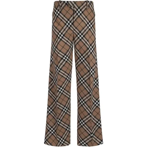 Wide Trousers, male, , Size: M Classic Check Pattern Trousers - Burberry - Modalova