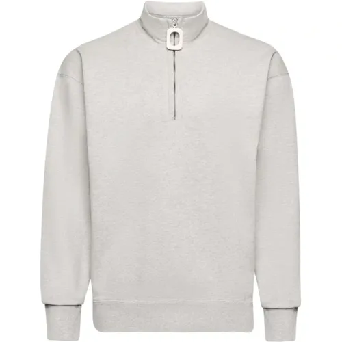 Zip-throughs, male, , Size: L Grey Half-zip Sweatshirt Mélange Effect - JW Anderson - Modalova