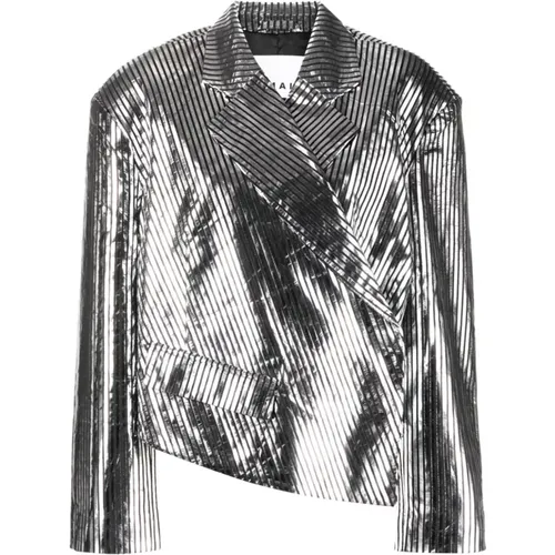 Striped Leather Blazer Jackets , female, Sizes: M, S - Remain Birger Christensen - Modalova