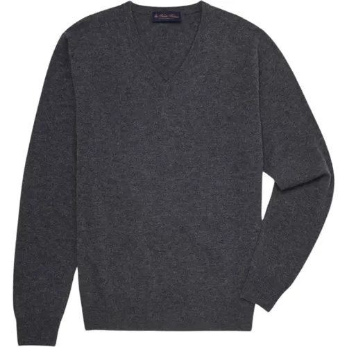 Wolle und Kaschmir-V-Ausschnitt-Pullover , Herren, Größe: M - Brooks Brothers - Modalova