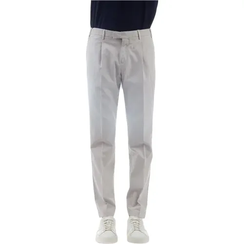 Chinos, male, , Size: 2XL Light Grey Textured Cotton Stretch Trousers - PT Torino - Modalova