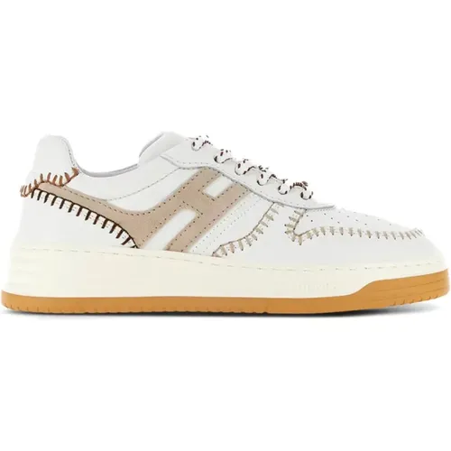 Ivory Low-Top Sneakers with H Detail , female, Sizes: 2 UK - Hogan - Modalova