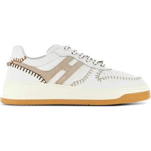 Ivory Low-Top Sneakers with H Detail , female, Sizes: 6 UK, 5 1/2 UK, 2 UK, 4 1/2 UK, 3 UK, 4 UK, 3 1/2 UK, 8 UK, 2 1/2 UK, 7 UK, 5 UK - Hogan - Modalova