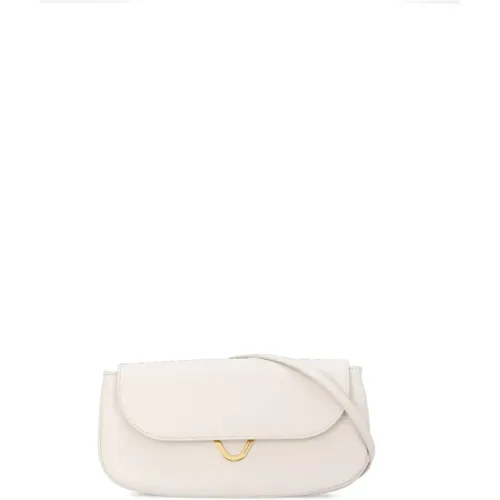 Ivory Leder Schultertasche mit Kette , Damen, Größe: ONE Size - Coccinelle - Modalova