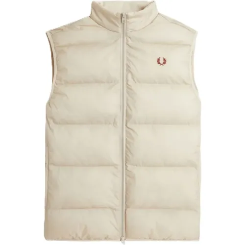 Vests, male, , Size: L Cream Insulated Sleeveless Jacket - Fred Perry - Modalova