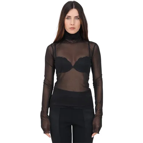 Transparenter Schwarzer Rollkragenpullover Damen , Damen, Größe: XS - Simona Corsellini - Modalova