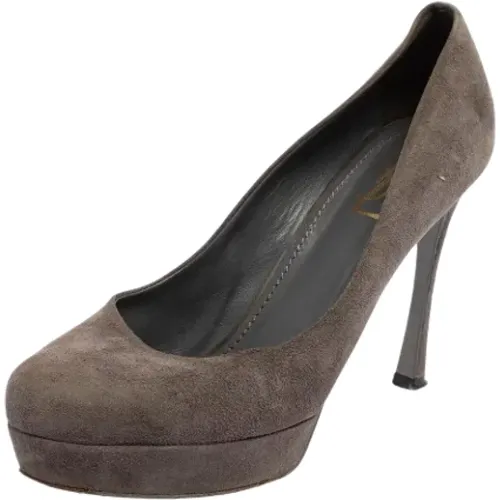 Pre-owned Pumps, female, , Size: 10 US Pre-owned Suede heels - Yves Saint Laurent Vintage - Modalova