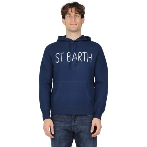 Hoodies, male, , Size: 2XL Knit Hooded Sweater with St. Barth Embroidery - MC2 Saint Barth - Modalova