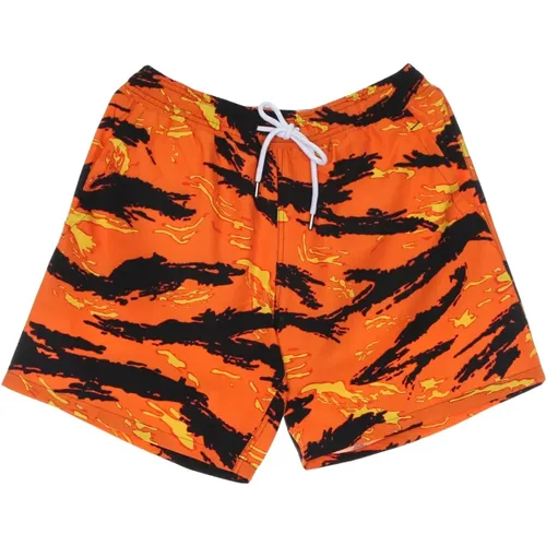 Beachwear, male, , Size: L Tiger Camo Swim Trunks - Propaganda - Modalova