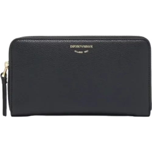 Wallets & Cardholders, female, , Size: ONE SIZE Zip around wallet with deer print - Emporio Armani - Modalova