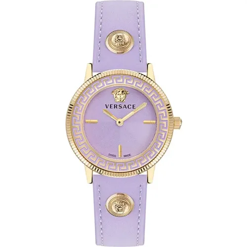 Tribute Leather Watch Gold , female, Sizes: ONE SIZE - Versace - Modalova