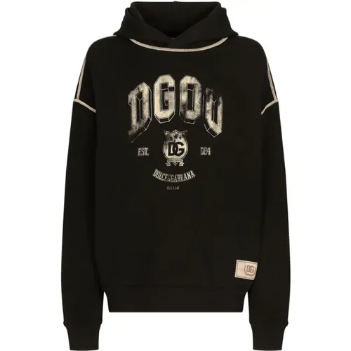 Front Print Hoodie Sweaters , male, Sizes: XS, S, M, L - Dolce & Gabbana - Modalova