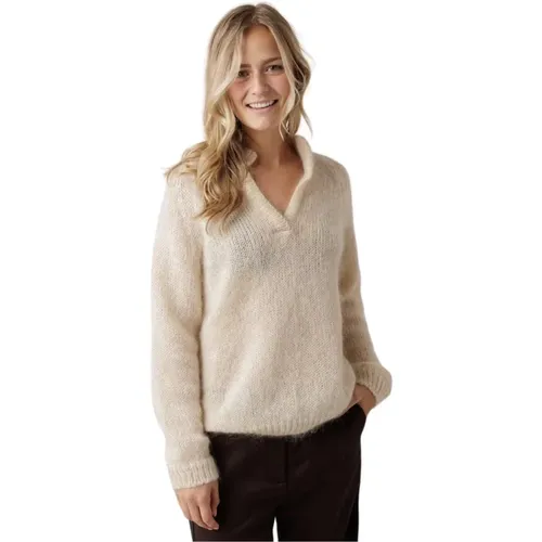 Gemütlicher Mohair Polo Sweater , Damen, Größe: L - Knit-ted - Modalova