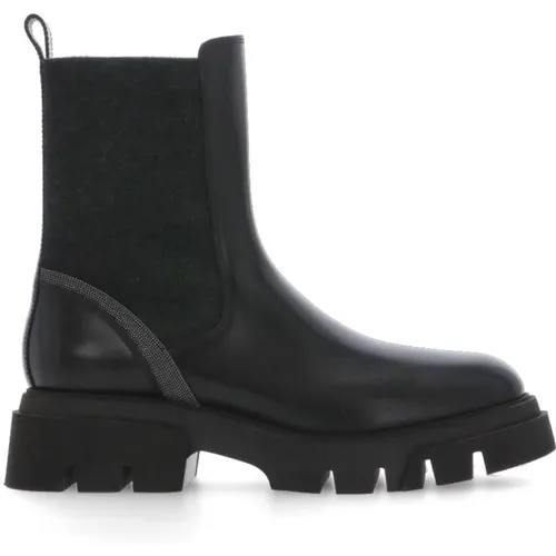 Leather Chelsea Boots with Light Point Details , female, Sizes: 5 UK, 5 1/2 UK, 7 UK - BRUNELLO CUCINELLI - Modalova