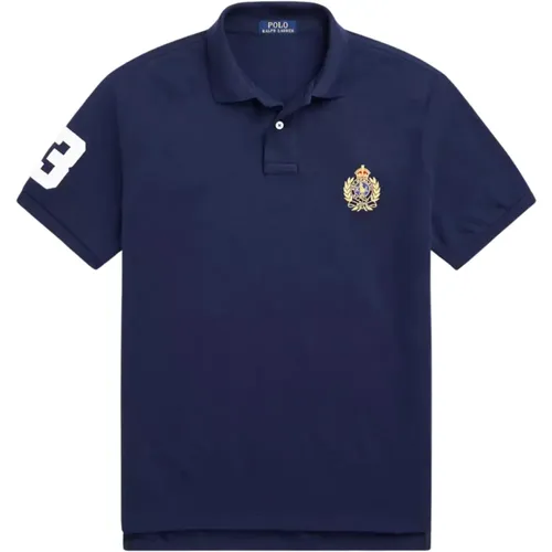 Polo Shirts, male, , Size: 2XL Navy polo shirt Custom Slim Fit - Ralph Lauren - Modalova