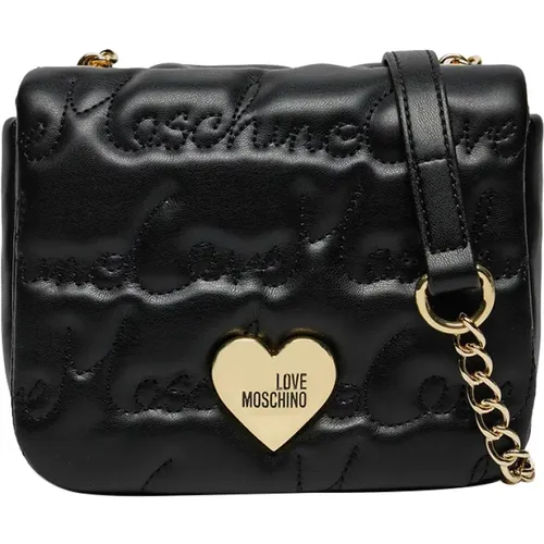 Schwarze Umhängetasche mit goldenen Details - Moschino - Modalova