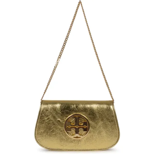 Goldene Reva Metallic Clutch Tasche , Damen, Größe: ONE Size - TORY BURCH - Modalova