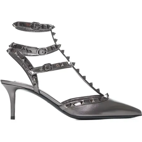 Anthracite Heel Shoes , female, Sizes: 4 1/2 UK, 3 1/2 UK, 3 UK, 8 UK, 5 UK, 4 UK, 2 UK, 6 UK, 7 UK - Valentino Garavani - Modalova