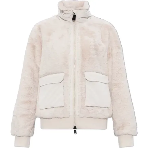 Gepolsterte Jacke mit Kunstpelz , Damen, Größe: M - Emporio Armani EA7 - Modalova